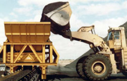 Coal being loaded into bin activator feeder Coal being loaded into bin activator feeder