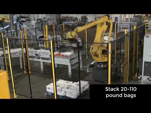 Robot Stacks Bags on Shipping Pallet