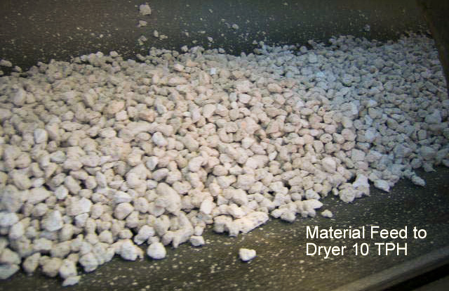 pre-crushed pumice fed to fluid bed dryer