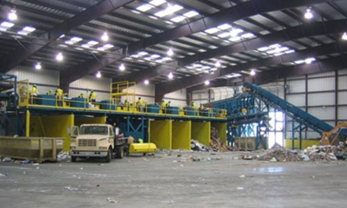 Commercial Waste Recycling System with Picking Stations
