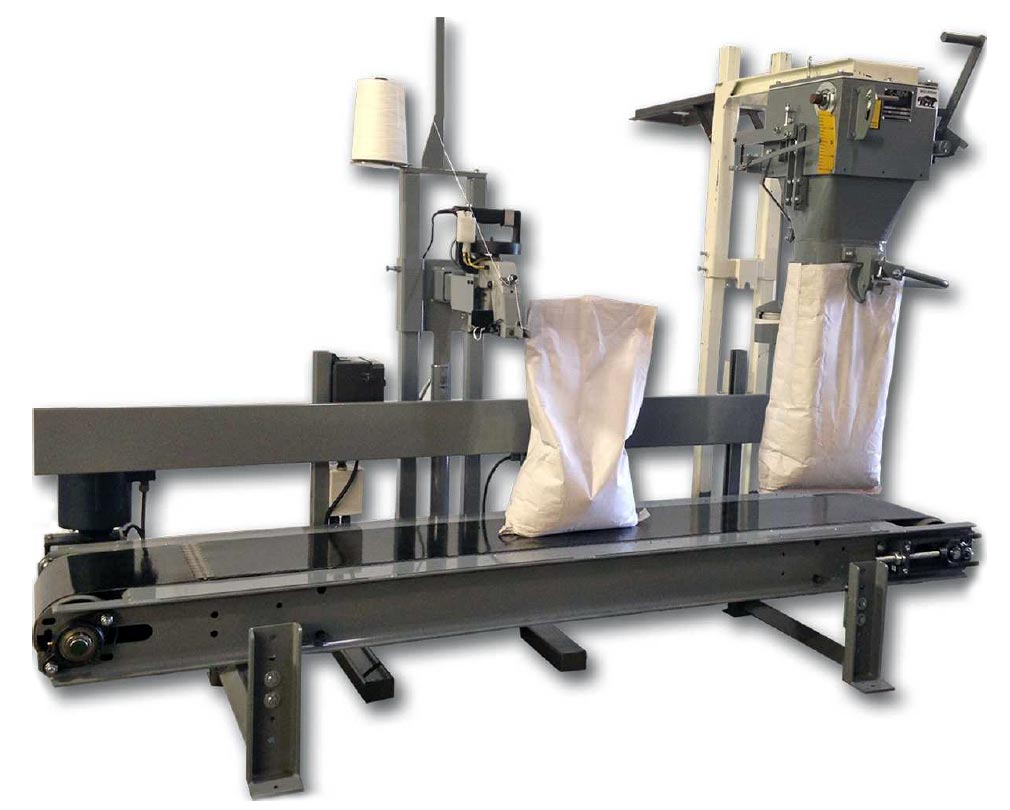 bag sewing machine with conveyor for open mouth bags