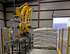 auto bagging and palletizing system for 50 lb bags