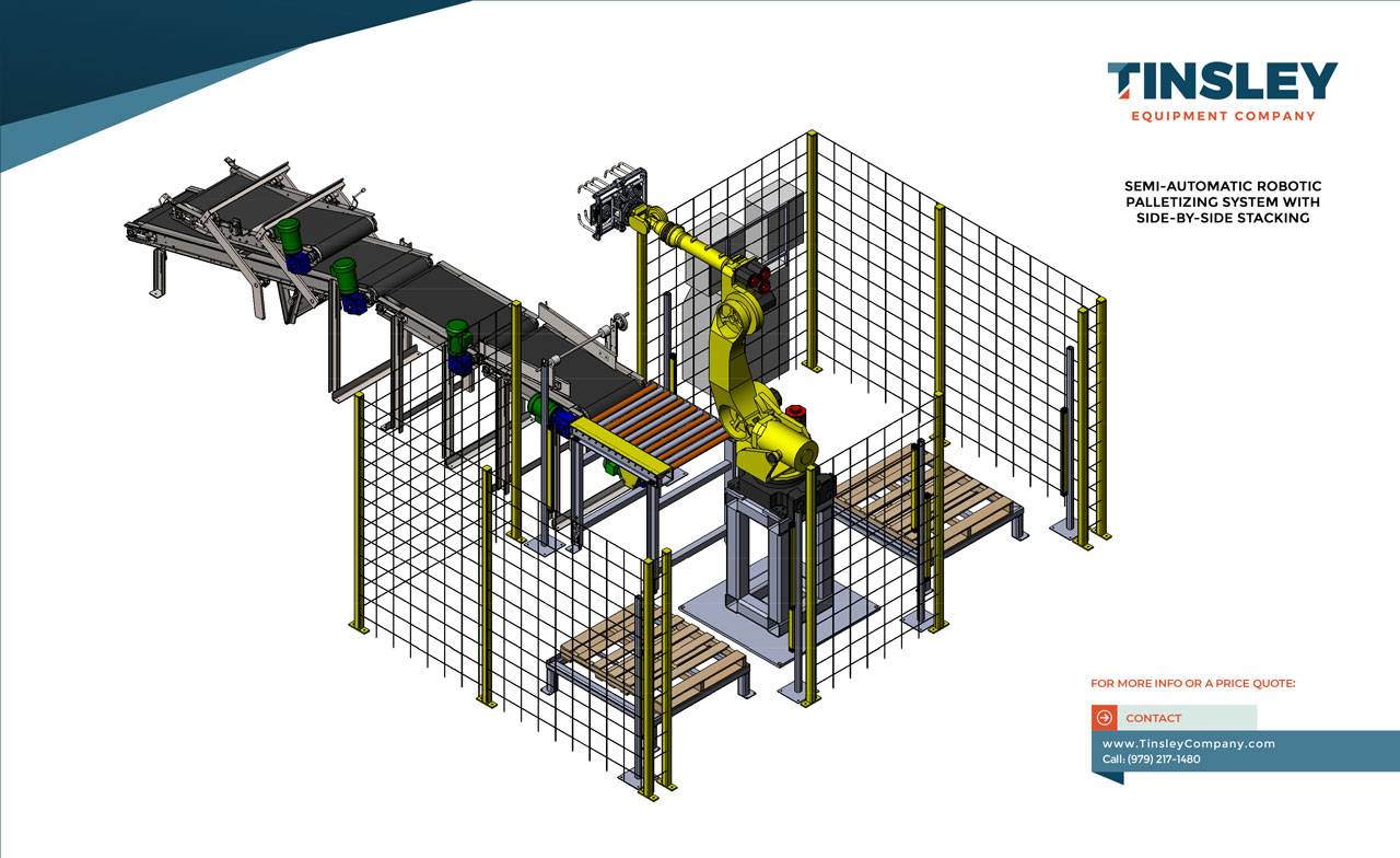 Semi-automatic robotic palletizing system with side-by-side stacking