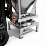 forklift lowering mobile ibc on ibc discharge system