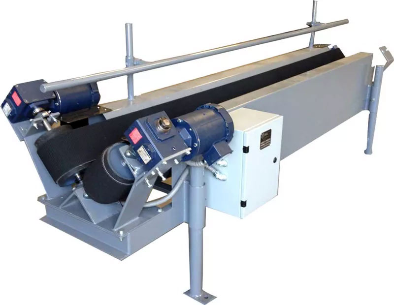 v shaped belt conveyor for industrial bag sewing or heat sealing