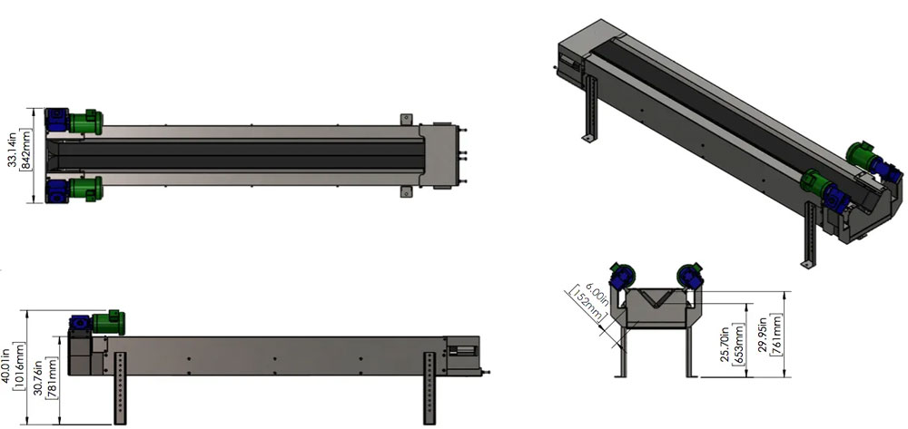 v-shaped conveyor with 2 motors
