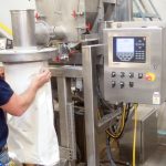 Filling 50 lb bags with Protein Powder Auger Filler