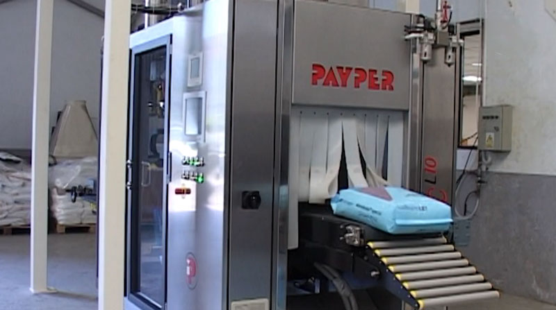 filled bag exiting inline metal detector and checkweigher