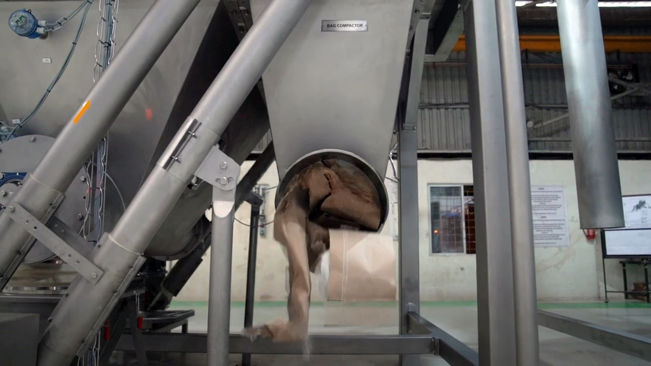 Empty Bag Strips Being Discharged for Disposal