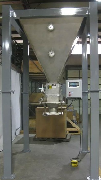 37 or 50 cubic foot stainless steel hopper and gross weigh bagging scale